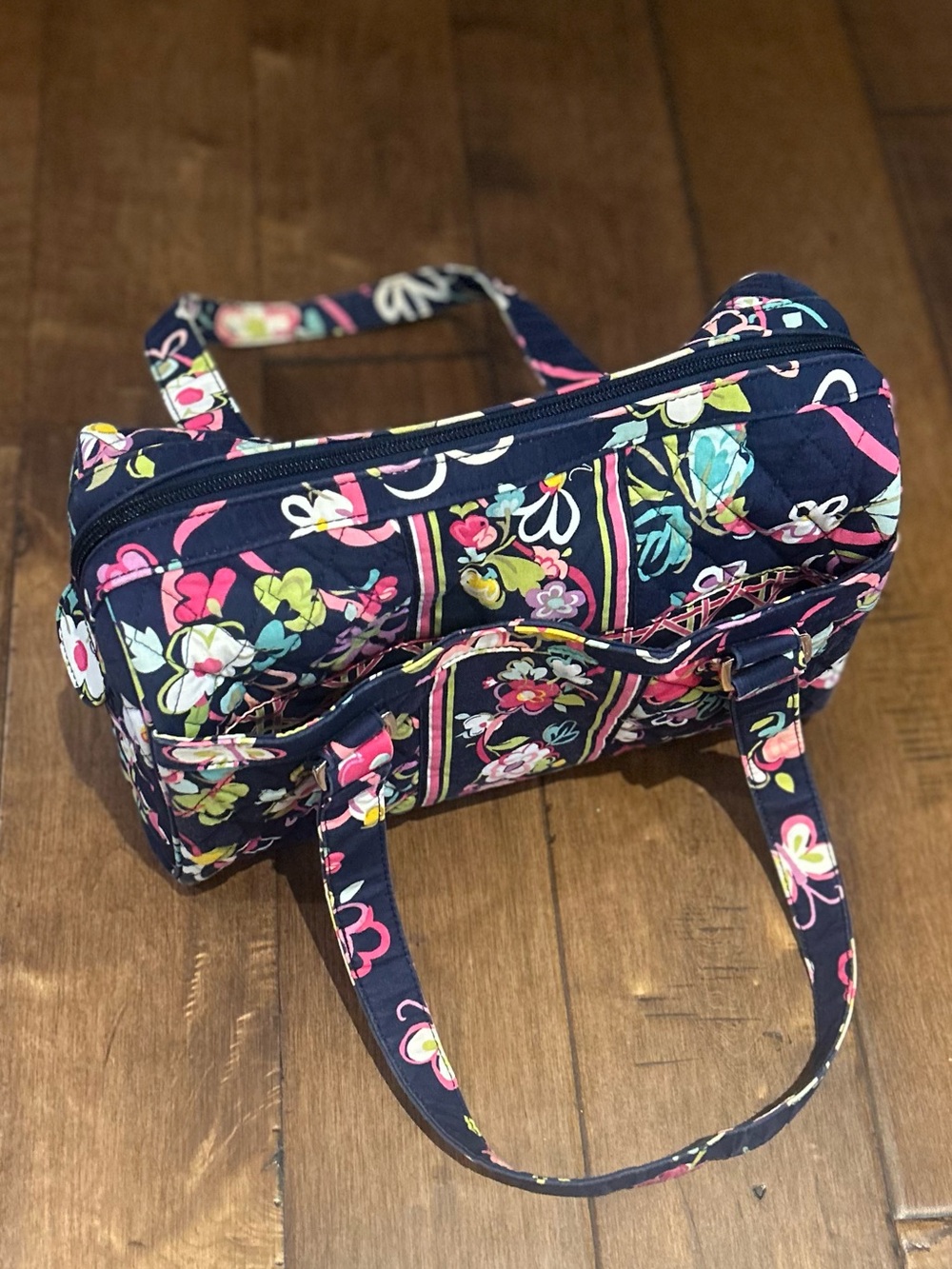 Vera Bradley Ribbons Dark Blue Multicolor Floral Shoulder Bag